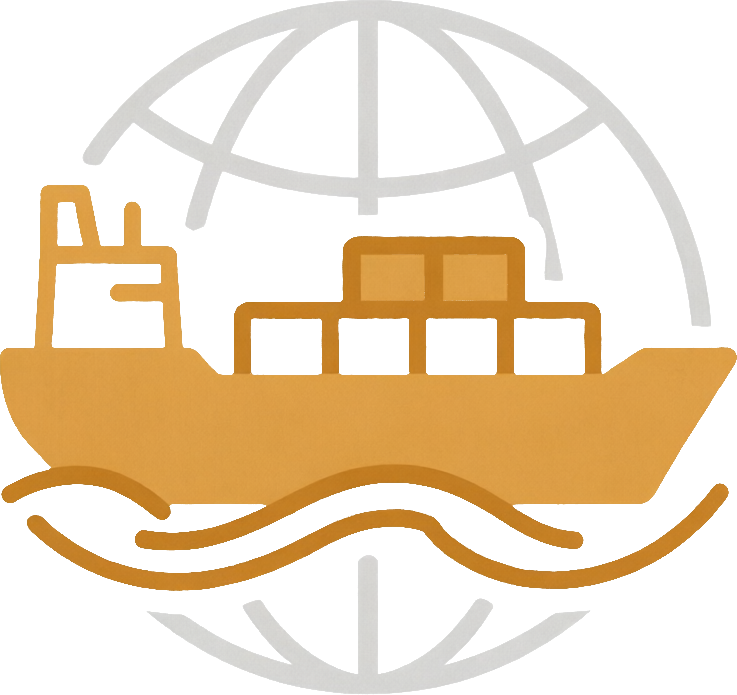Cargo Transport: container ship sailing over a global network